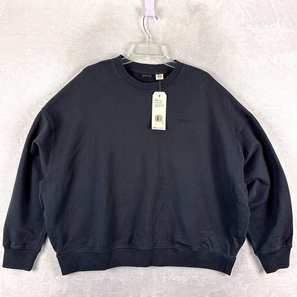 Levis Sweatshirt Womens XL Black Garment Dyed Relaxed Oversized Classic Preppy